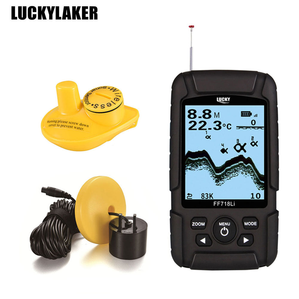 LUCKY Portable Fish Finder Sonar, TN/Anti-UV LCD Display LED Backlight for  Night Fishing, Wired w/Alar…